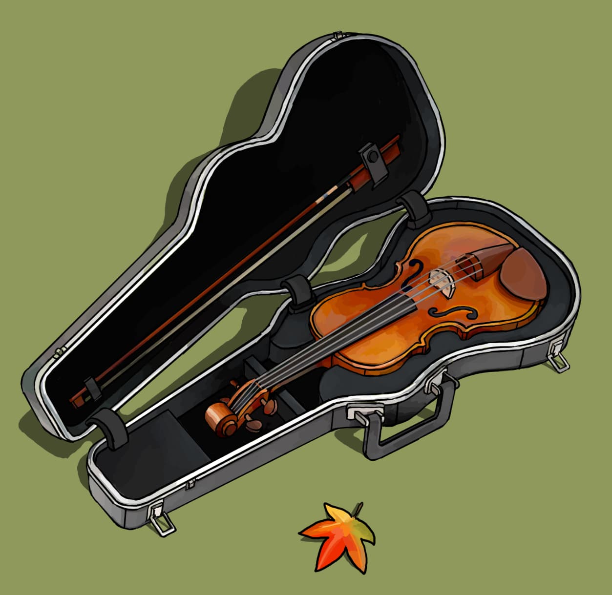 Violin and Japanese maple leaf